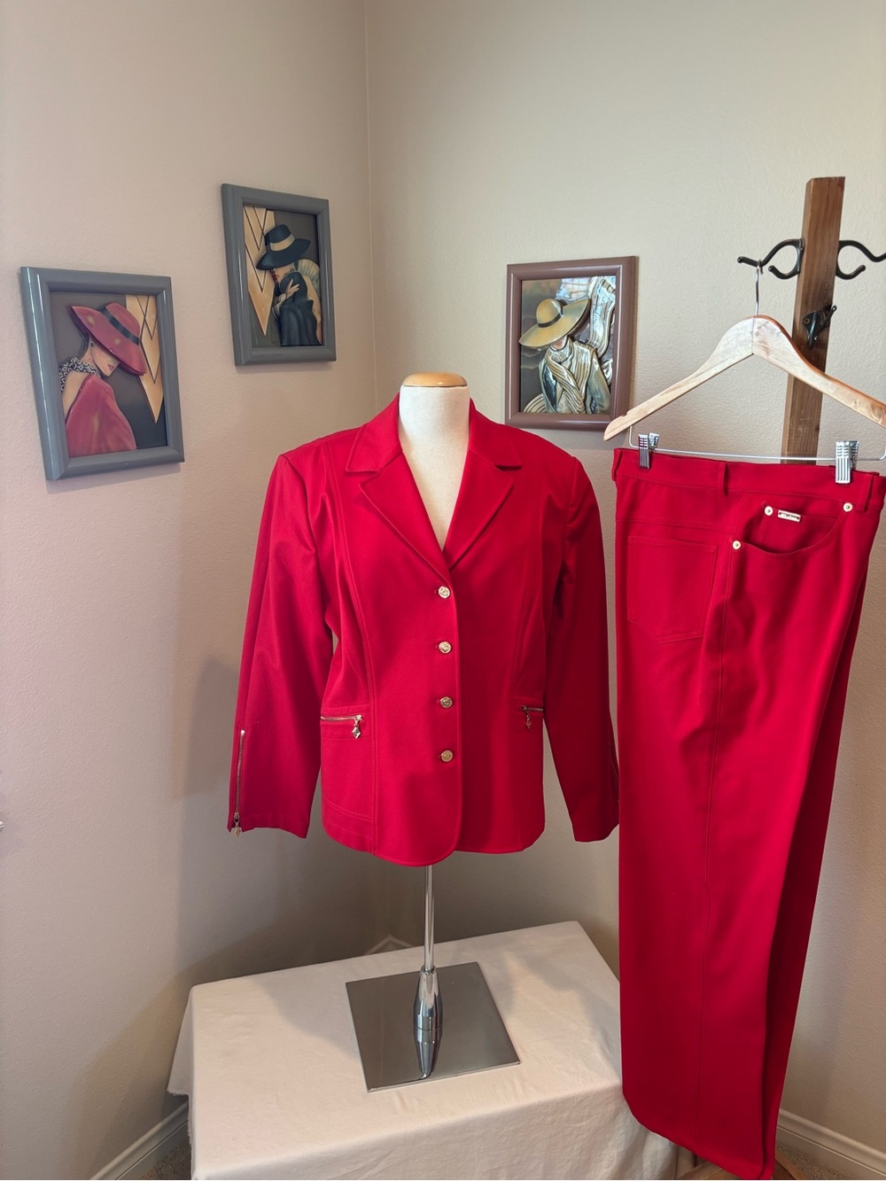 Women’s Red Tailored Blazer and Matching Trousers